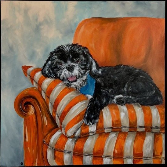 Custom pet portrait painting by Oana Cocindau